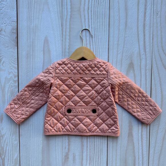 Burberry Baby Girls Size 12M 80CM Quilted Full Zip Coat Jacket Pink EUC - Picture 3 of 9